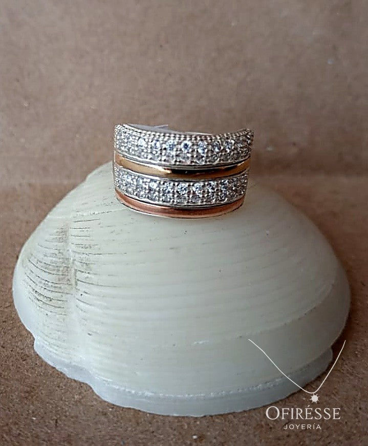 Anillo Ofirésse doble pavé bicolor - Plata 925