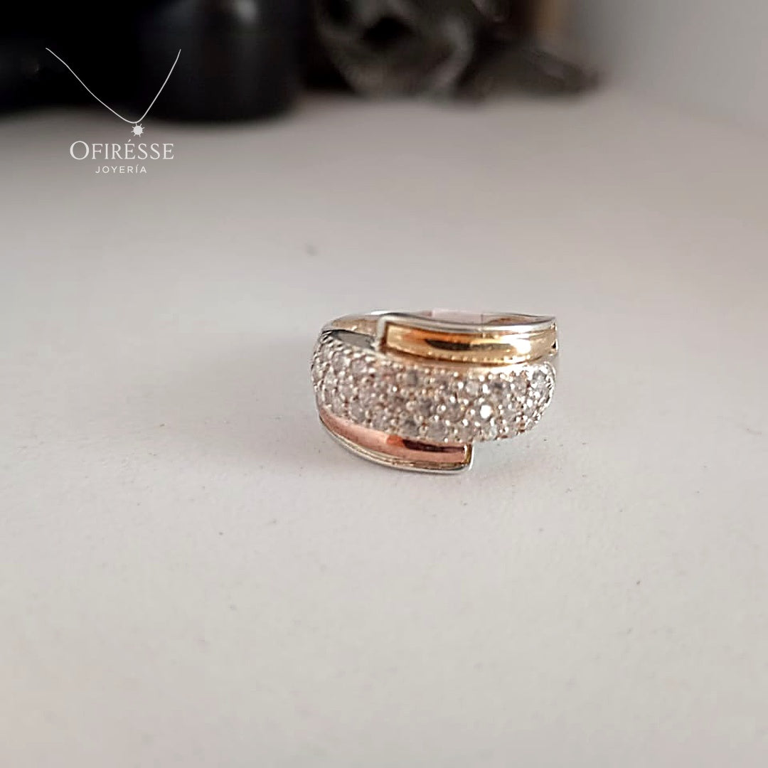 Anillo Ofirésse bicolor con micro pavé — Plata 925