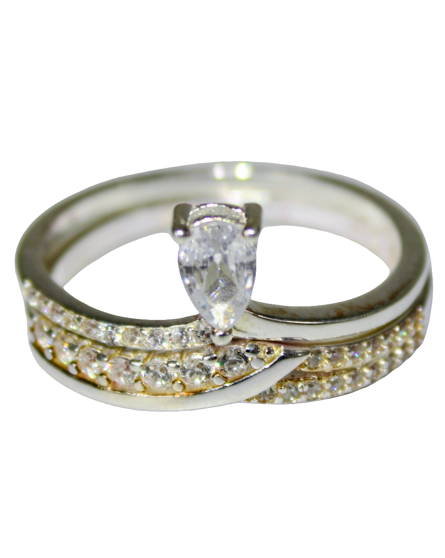 Anillo Elegancia Gota con Zirconia Central en Plata| Ofirésse